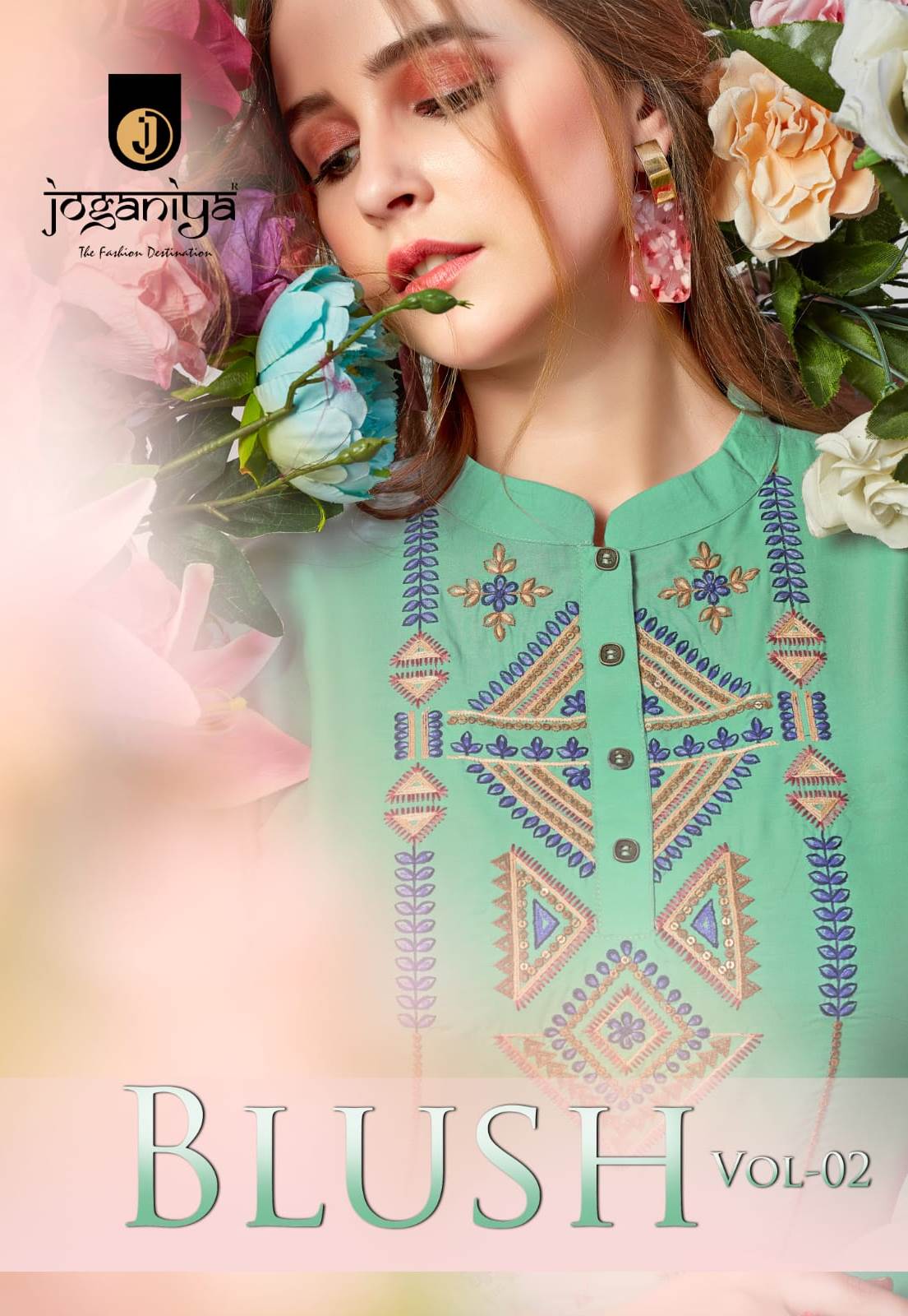 Joganiya Launching Blush Vol 2 Muslin Designer Embroidery Kurti With Pant Plazzo