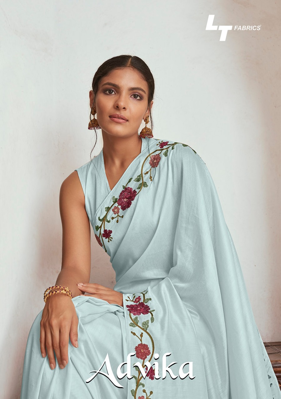 Lt Fashion Advika Soft Silk With Resham Embroidery Latest Design Print Saree Catalogs