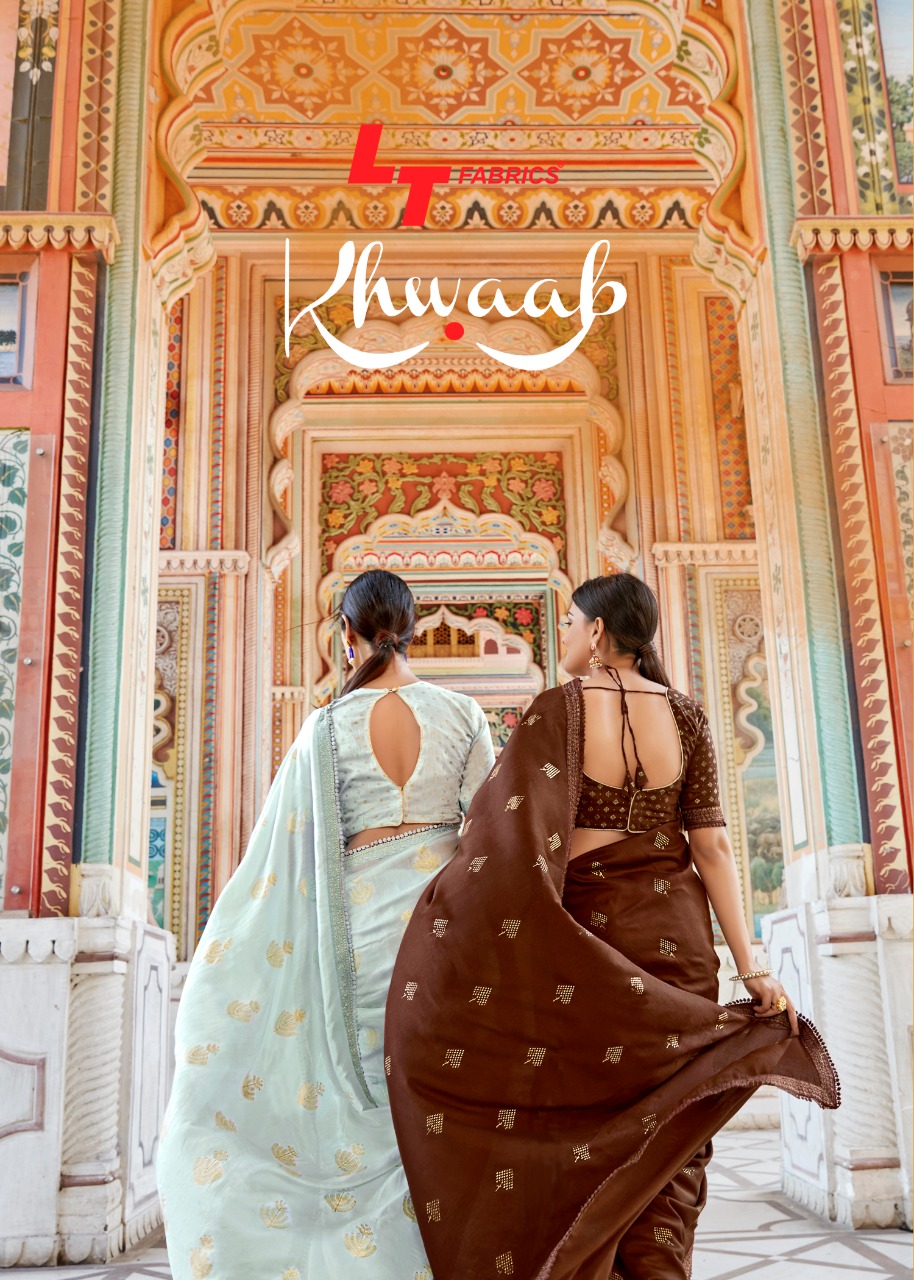 Lt Fashion Launch Khwaab Cotton Silk Gold Print With Embroidery Lace Saree