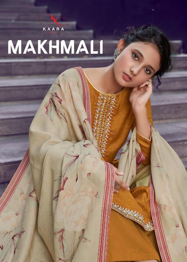 Makhamali By Kaara Suits Pashmina Print With Embroidery Work Suits Exporter