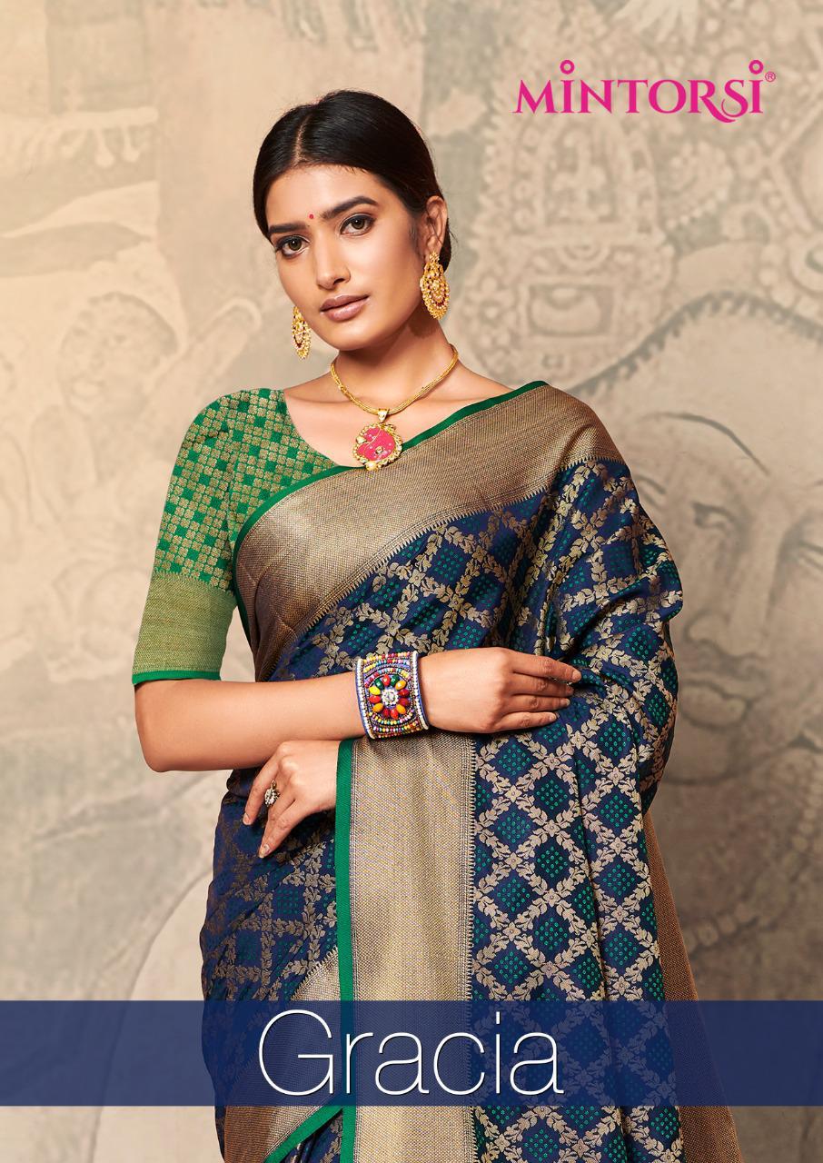 Mintorsi Launch Gracia Soft Banarasi Silk Designer Saree At Krishna Creation In Surat