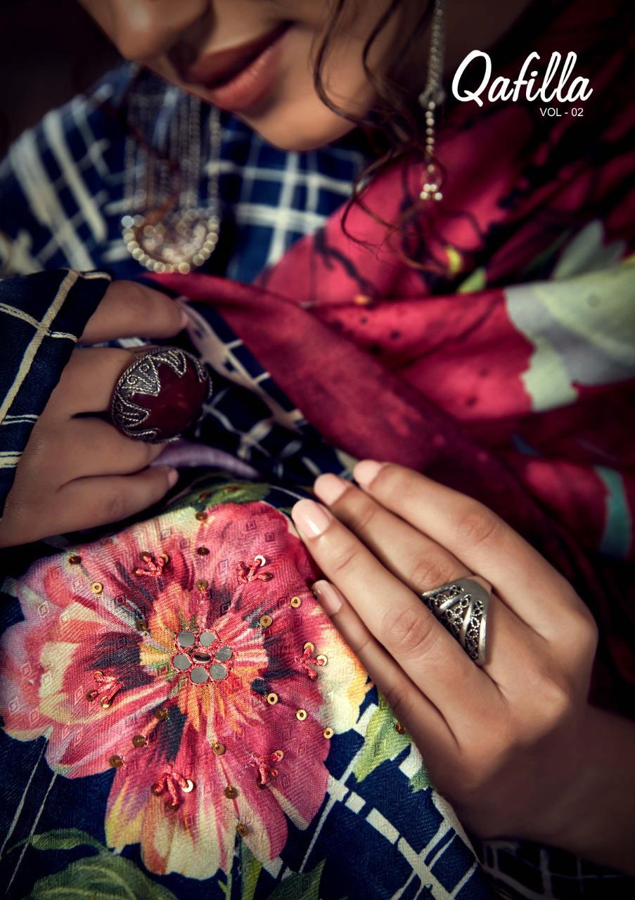 Qafilla Vol 2 By Sargam Pashmina Digital Print With Khatli Work Dress Materials