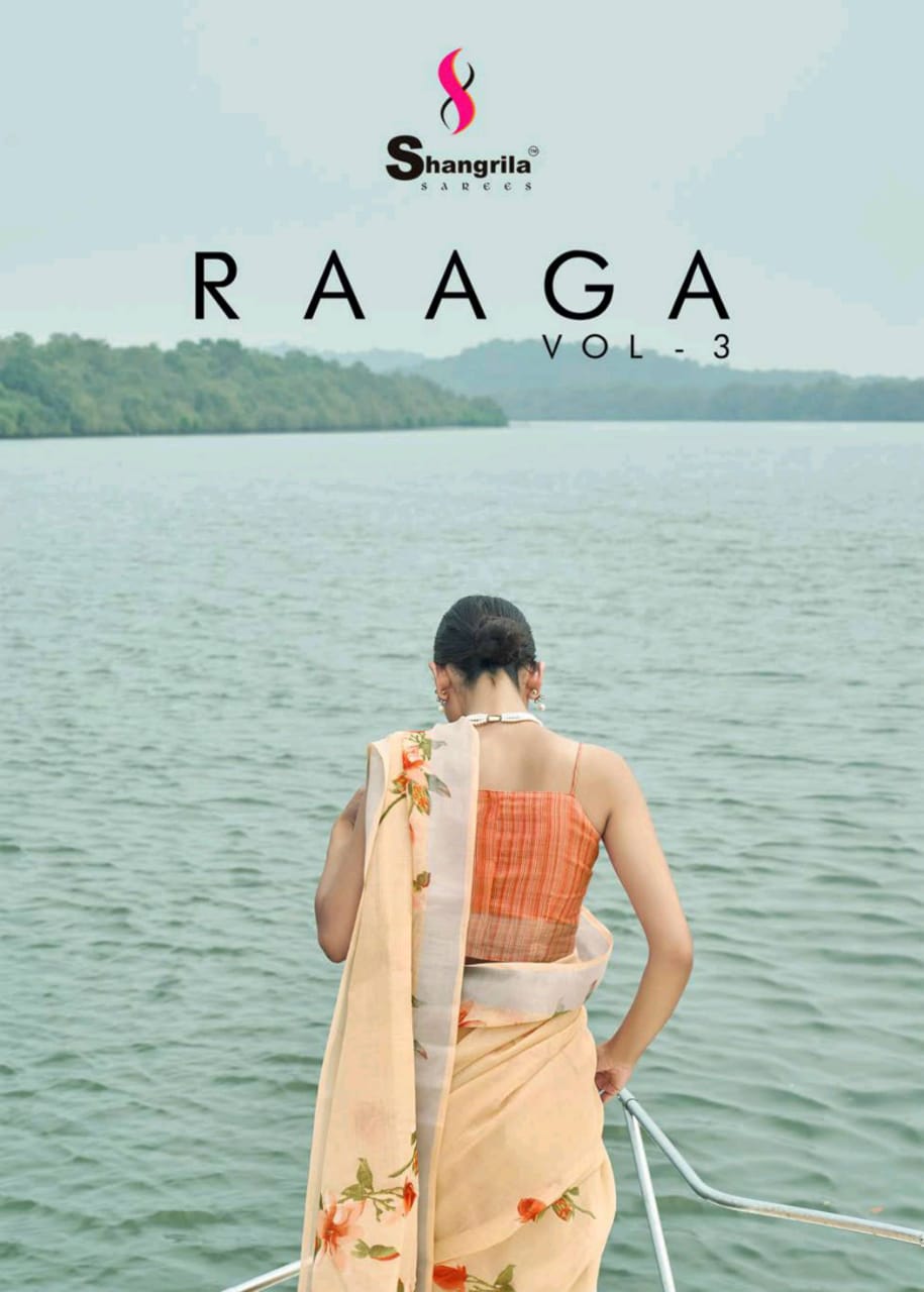 Raaga Vol 3 By Shangrila Soft Linen Digital Floral Print Designer Saree At Best Price