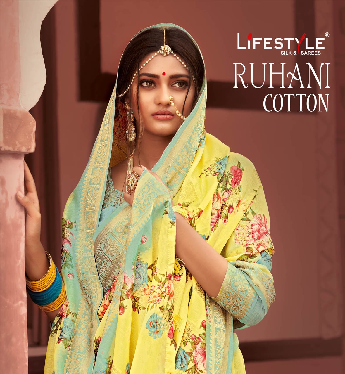 Ruhani Cotton By Lifestyle Cotton Silk Printed Saree With Jacquard Border
