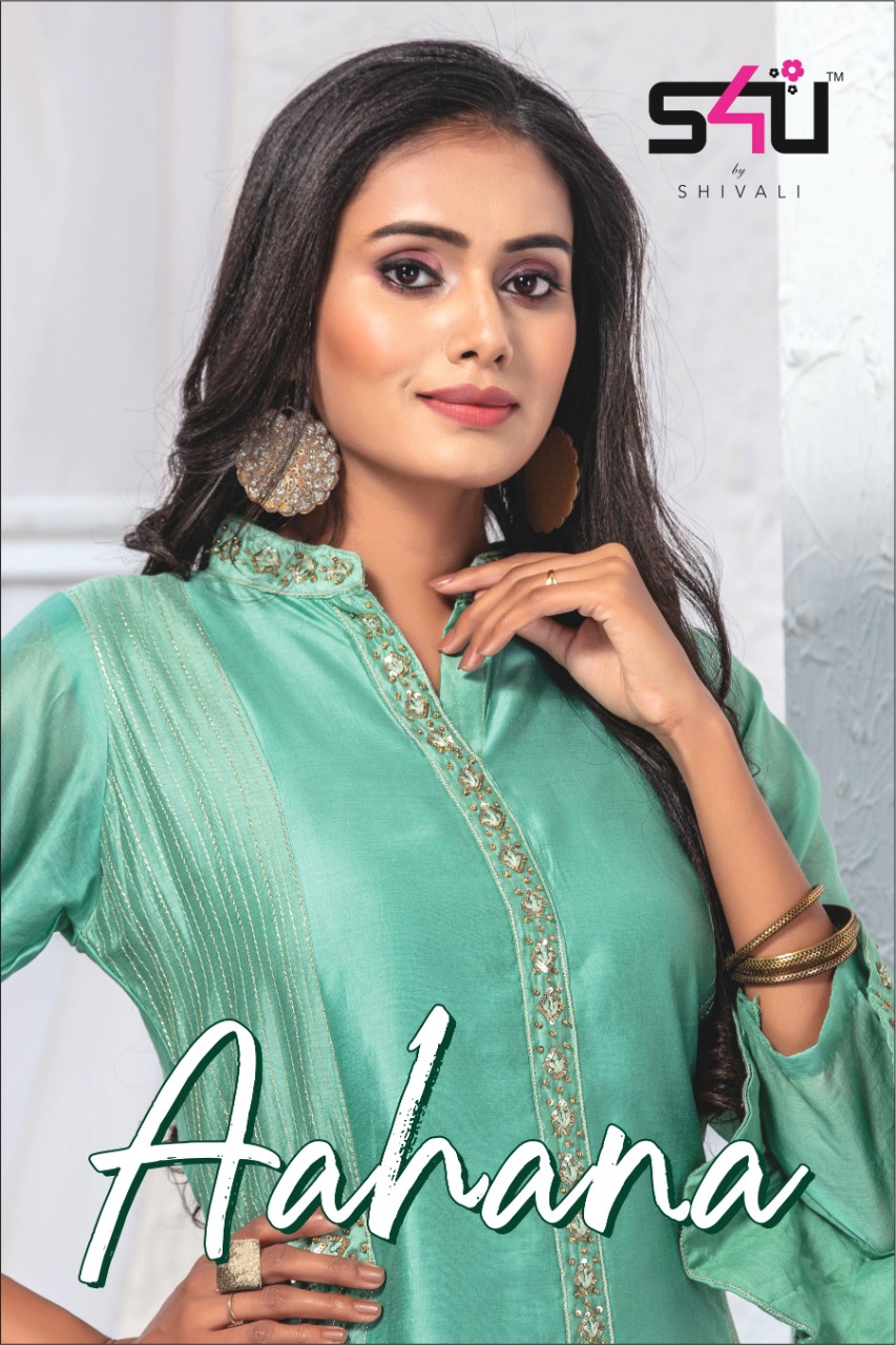 S4u By Shivali Launch Aahana Silk With Handwork Morden Stylish Kurti Trader