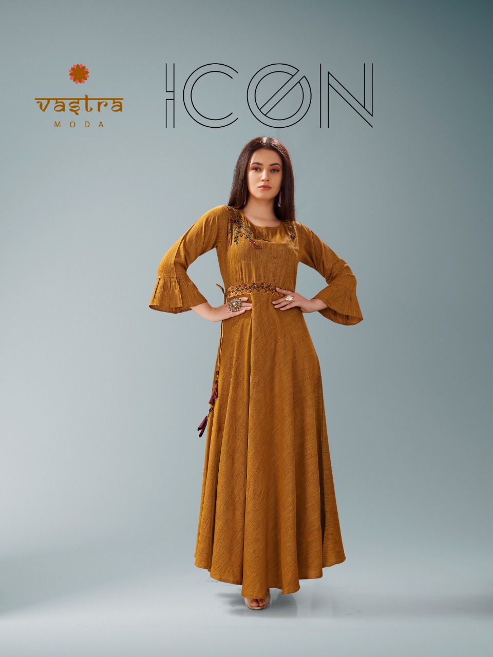 Vastra Moda Icon Vol 1 Premium Viscose Slub With Embroidery Work Long Kurti