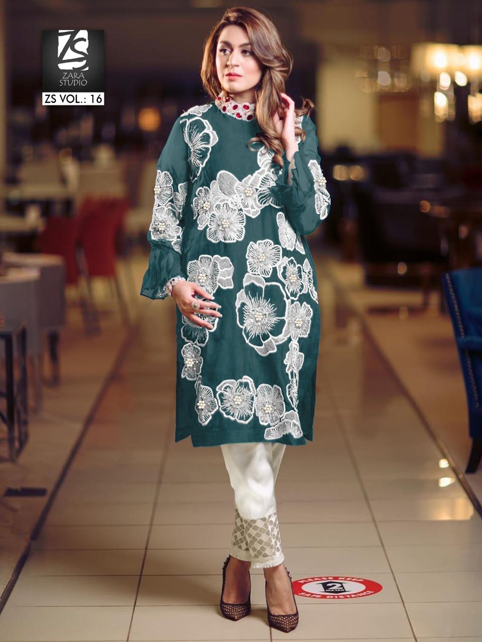 Zara Studio Presents Zara Pret Vol 16 Georgette Stylish Kurti With Designer Pant