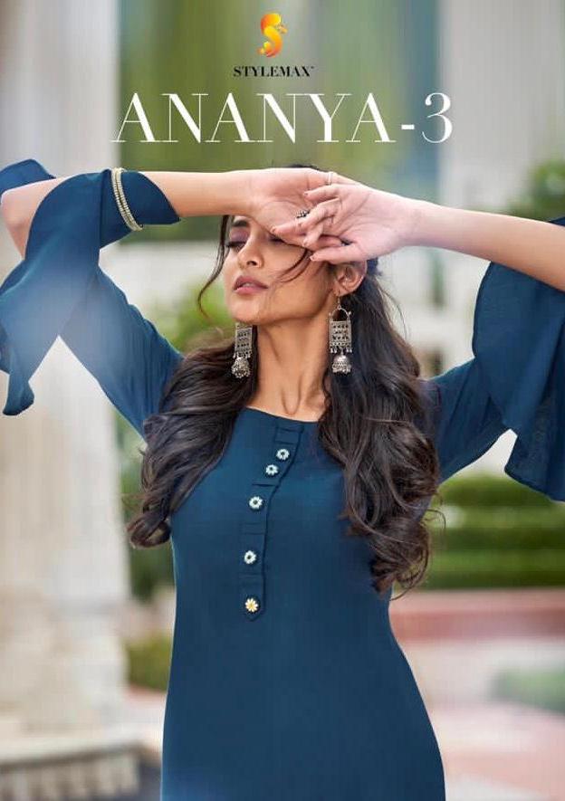 Ananya Vol 3 By Stylemax Ruby Slub Charming Look Stylish Kurti With Pant Exporter
