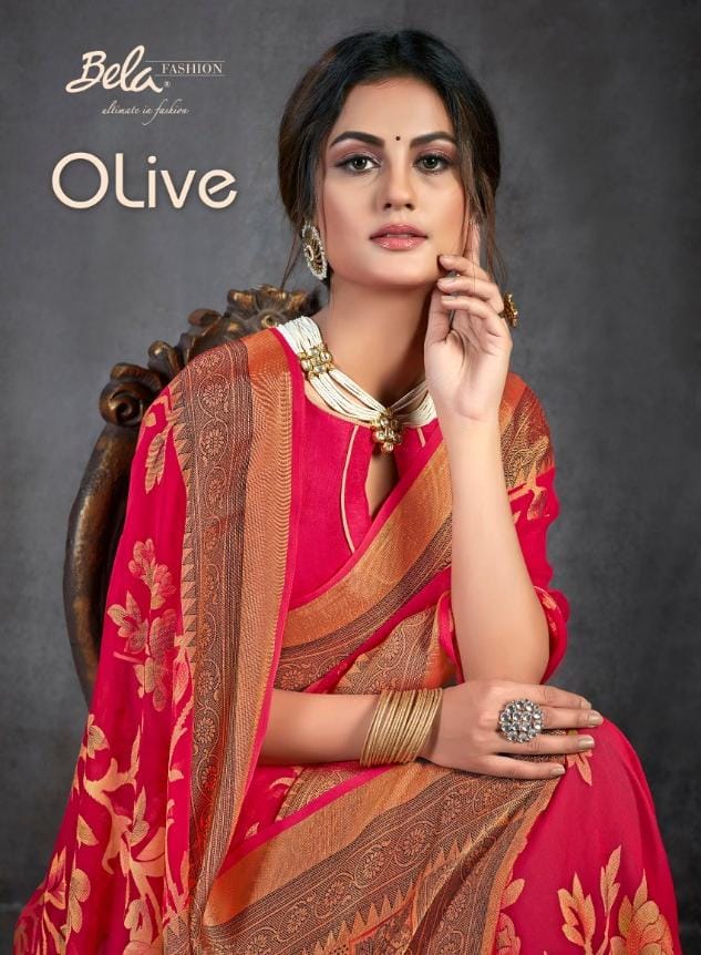 Bela Launching Olive Exclusive Designer Brasso Beautiful Saree Online Shopping