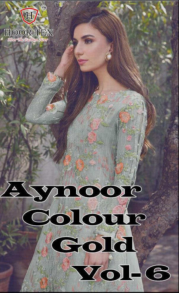 Hoor Tex Aynoor Colour Gold Vol 6 Heavy Georgette Wedding And Party Wear Long Suits Seller