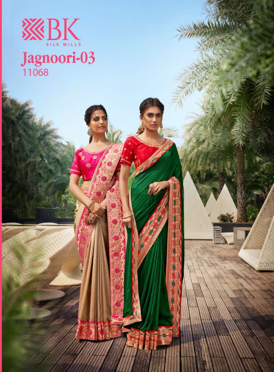 Jagnoori Vol 3 By Bk Silk Vichitra Silk With Heavy Border And Heavy Blouse Wholesaler