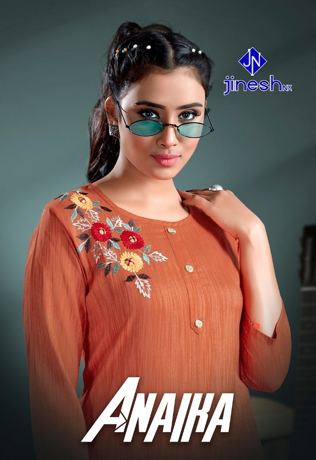 Jinesh Nx Launch Anaika Vol 1 Rayon Embroidery Work Daily Wear Kurti At Lowest Rate