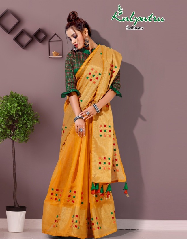Kalpatru Fashion Launch Dream Girl Cotton With Zari Patta Ethnic Wear Saree