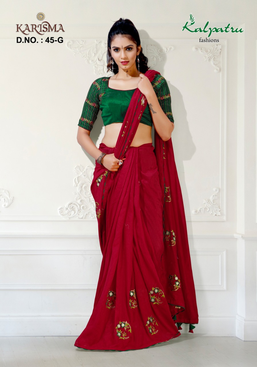 Karisma By Kalpatru Fashion Cotton Fancy Work Stylish Heavy Saree Online Shopping