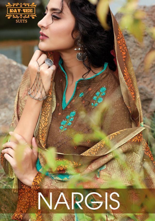 Kay Vee Suits Nargis Pashmina Winter Dress Materials Supplier