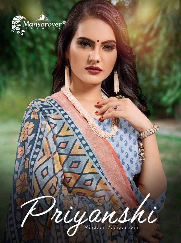 Mansarover Fashion Priyanshi Vol 1 Kimona Brasso New Design Print Saree Collections
