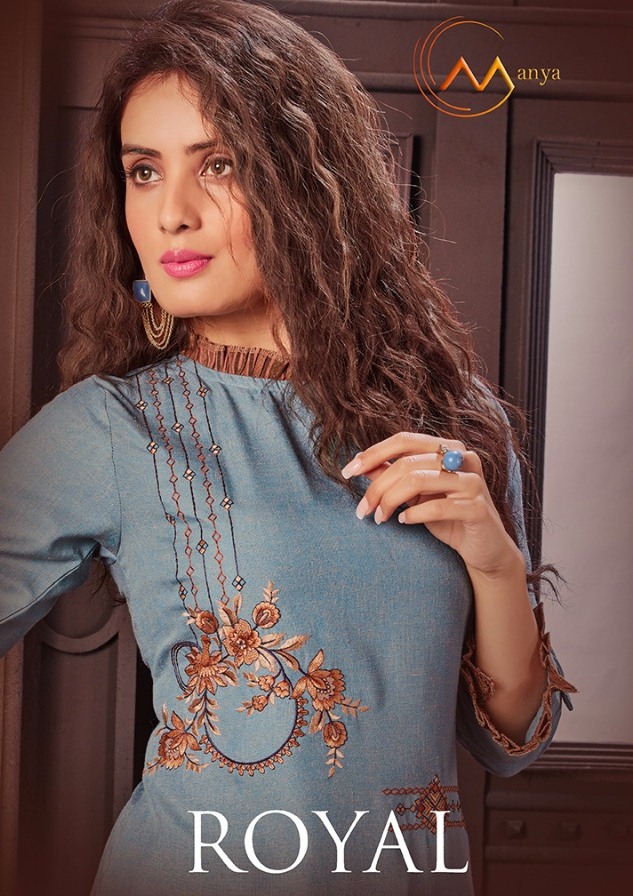 Manya Present Royal Cotton With Embroidery Summer Kurti Collection