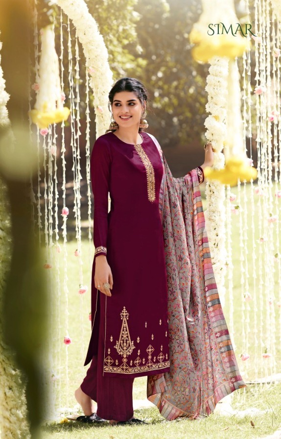 Misti By Glossy Pure Silk Pashmina Embroidery Work Designer Salwar Kameez In Surat