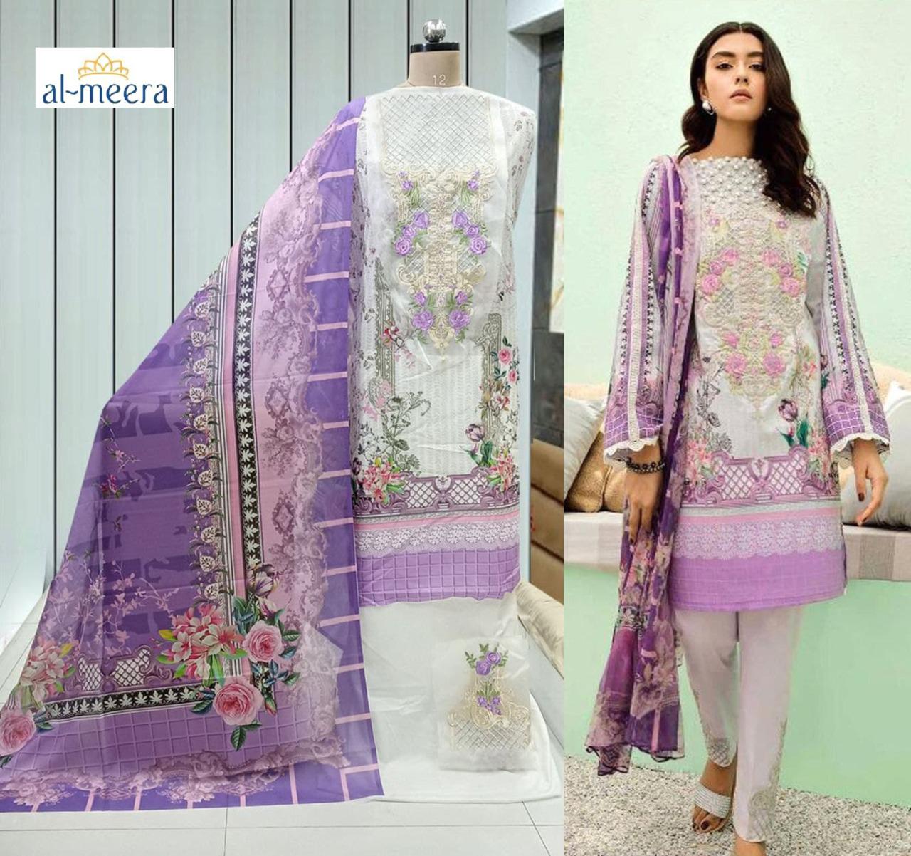 Queen Studio Al Meera Launch Marjaan D No 1211 Lawn Printed Exclusive Salwar Suits