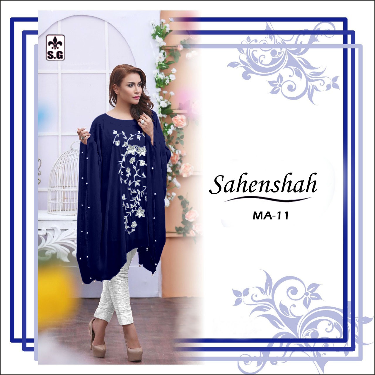 Sahenshah Ma 11 By Luxuria Georgette With Embroidery Work Exclusive Kurti With Bottom