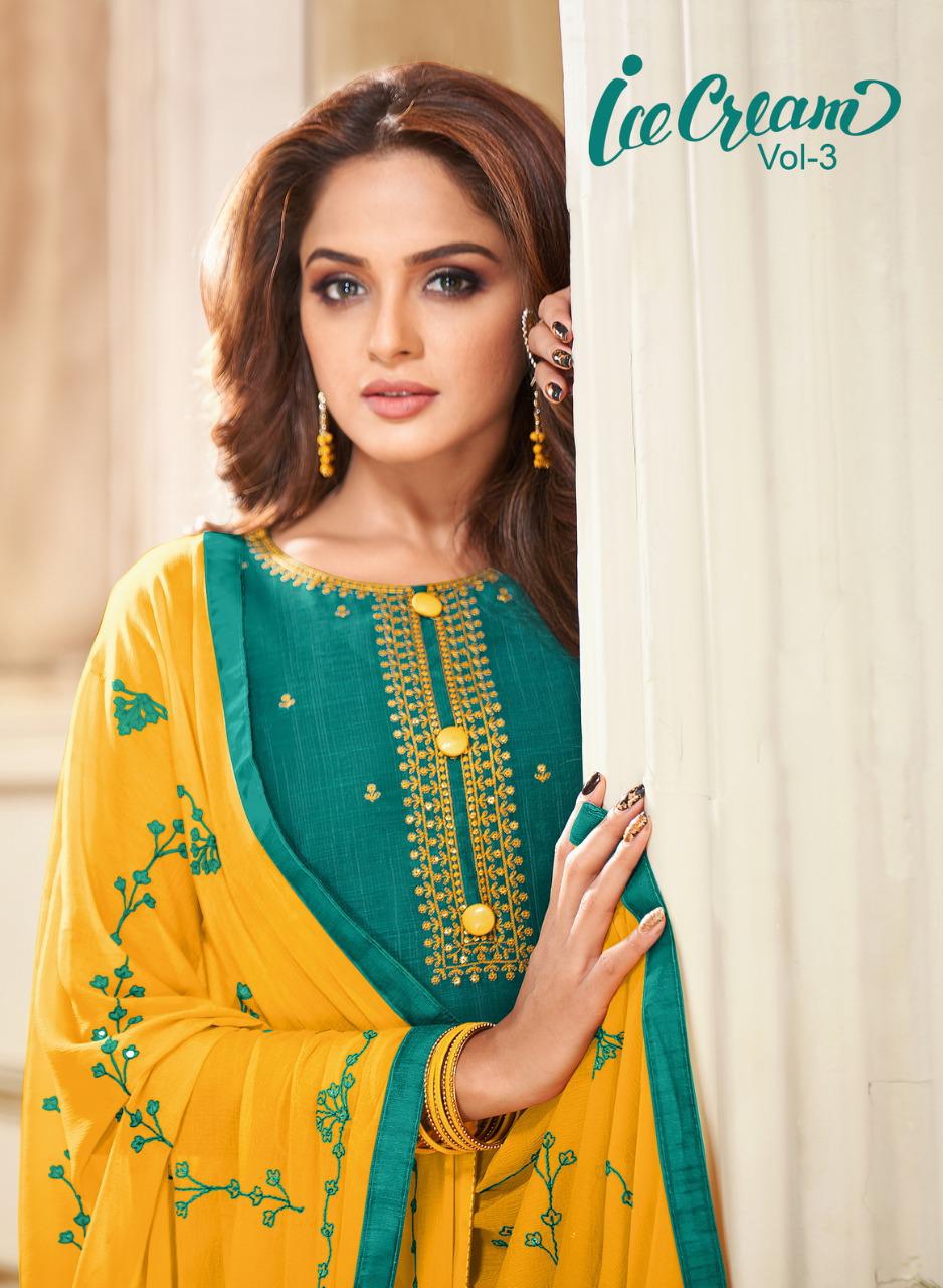 Shagun Lifestyle Launch Ice Cream Vol 3 Zarna Silk With Embroidery Work Casual Wear Suits