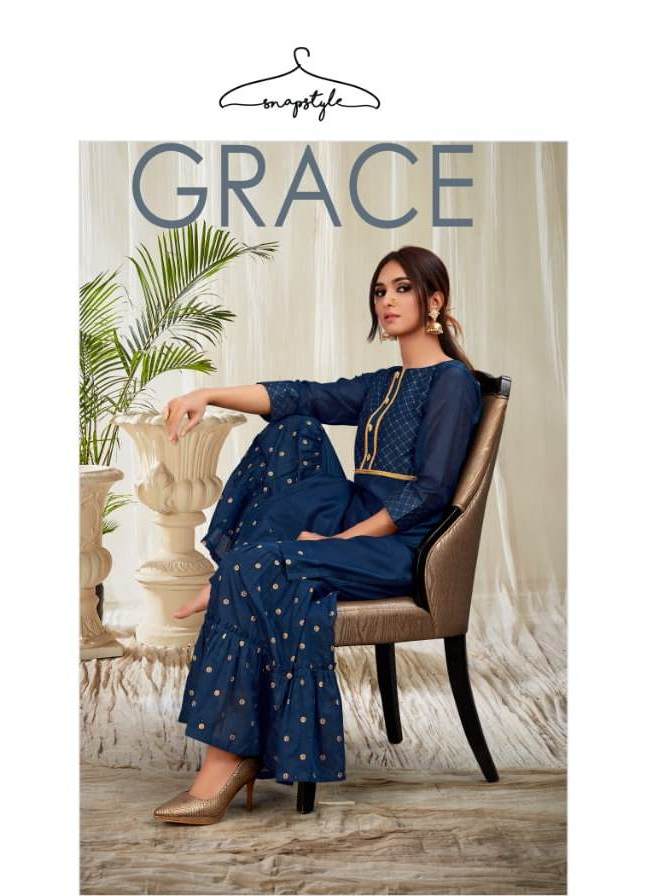 Snapstyle Presenting Grace Mal Mal Silk Printed Exclusive Classy Look Kurti With Sharara