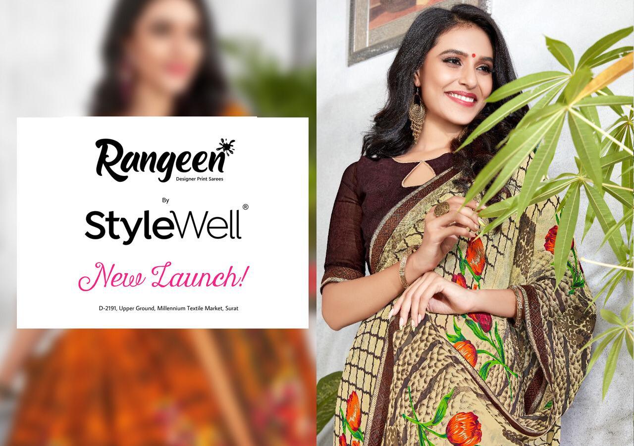 Style Well Presents Rangeen Weightless Casual Wear Synthetic Saree Catalogs