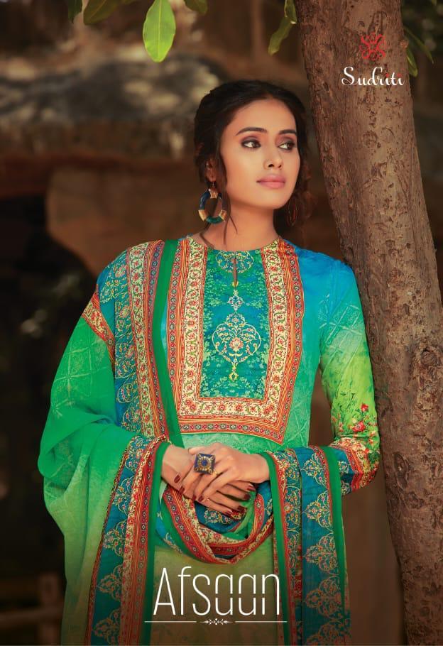 Sudriti Afsaan Crape Digital Print With Stone Work Dress Materials At Best Rate