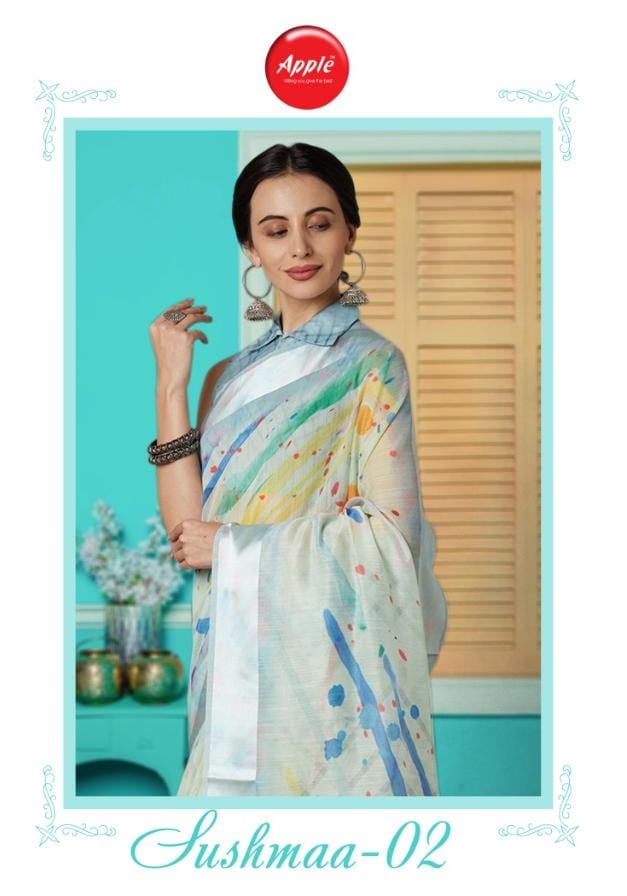 Sushmaa Vol 2 By Apple Soft Linen Cotton Digital Print Casual Wear Saree Clothing Store