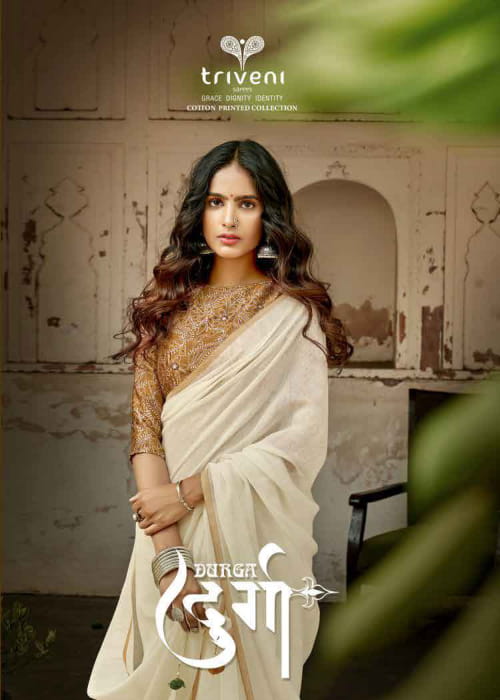 Triveni Durga Designer And Traditional Linen Classy Saree At Affordable Price