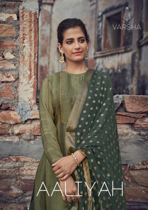 Aaliyah By Varsha Fashions Tussar Digital Print Heavy Designer Party Wear Salwar Suits Trader