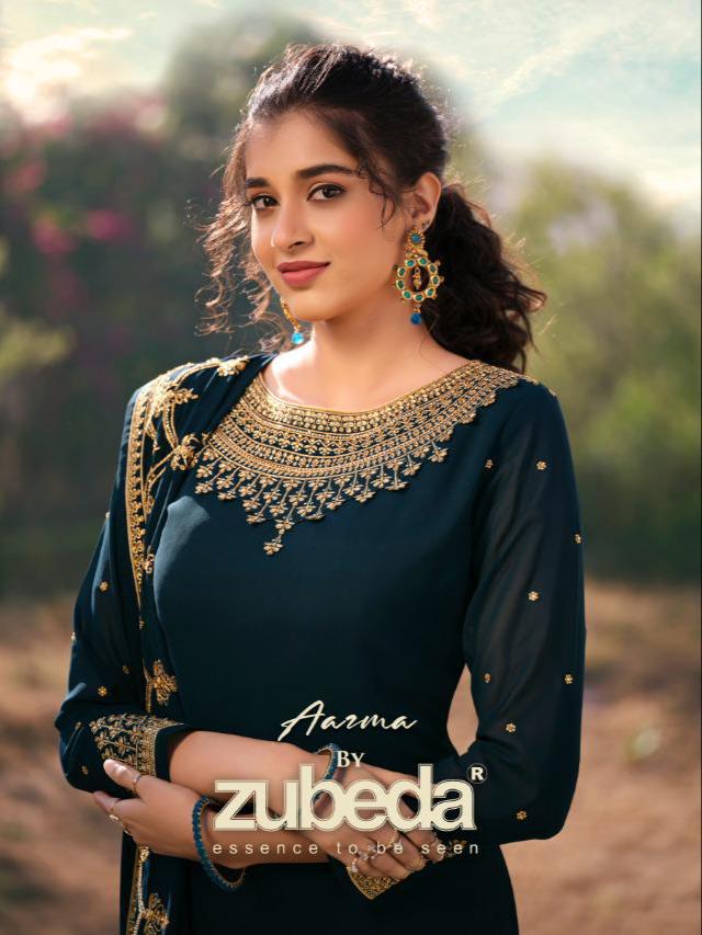 Aazma By Zubeda Georgette With Embroidery Work Traditional Look Designer Suits