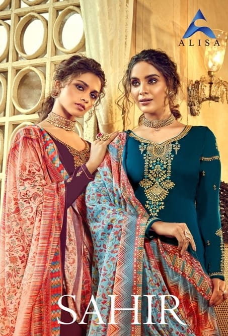 Alisa Present Sahir Satin Georgette Embroidery Suits Collection