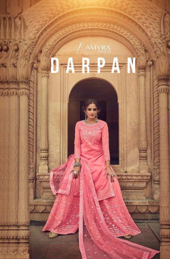 Amyra Designer Presents Darpan Georgette Mirror Work Concept Bottom Sharara Suits