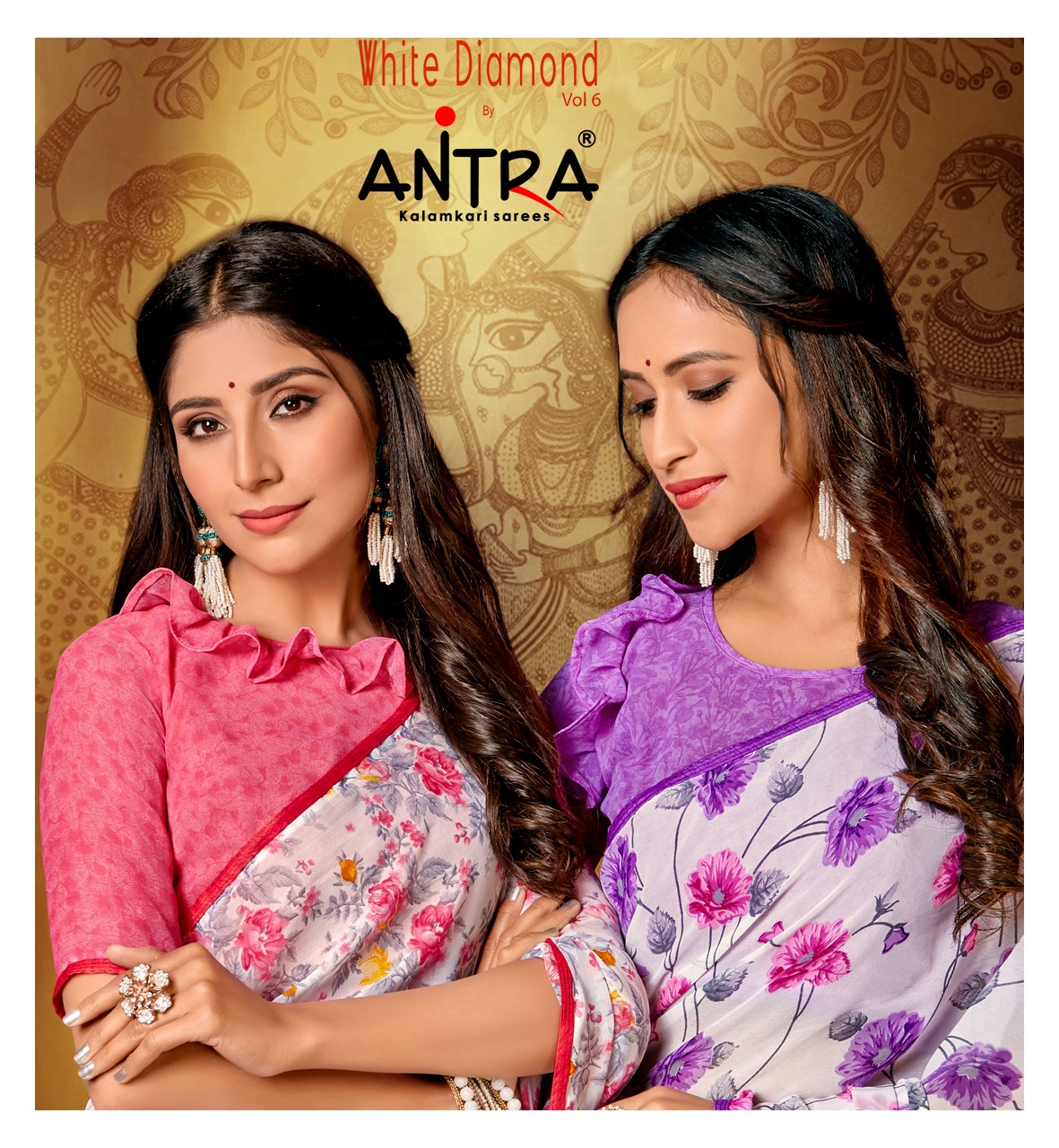 Antra White Diamond Vol 6 Weightless Flower Printed Fancy Saree Wholesaler