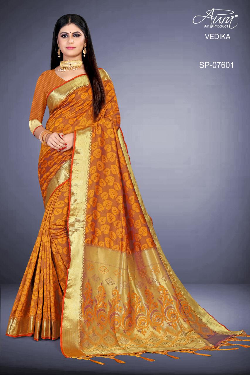 Aura Saree Launch Vedika Exclusive Cotton Silk Saree At Online Shopping Seller