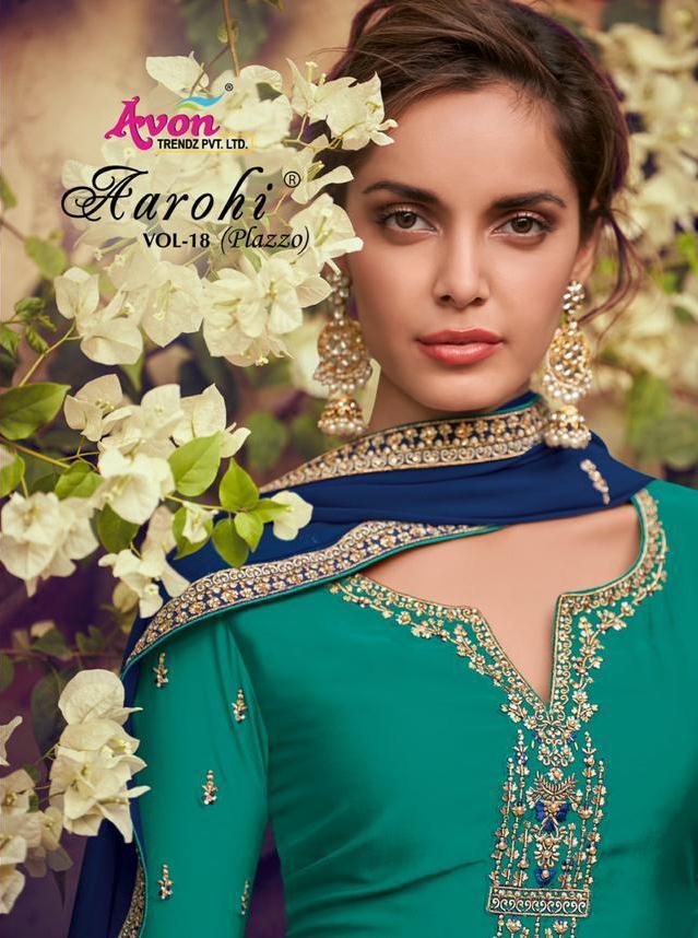 Avon Trendz Aarohi Vol 18 Satin Georgette With Embroidery Work Party And Wedding Wear Suits