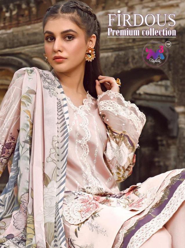 Firdous By M3 Fashion Jam Cotton Print With Embroidery Pakistani Dress Materials