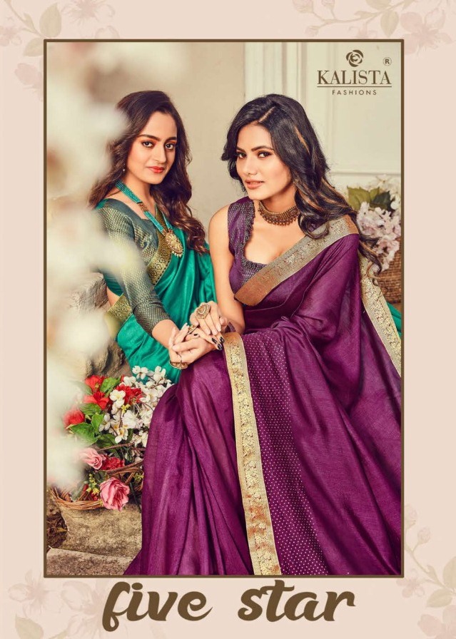 Five Star By Kalista Glamours Look Vichitra Silk Designer Saree At Wholesale Price In India