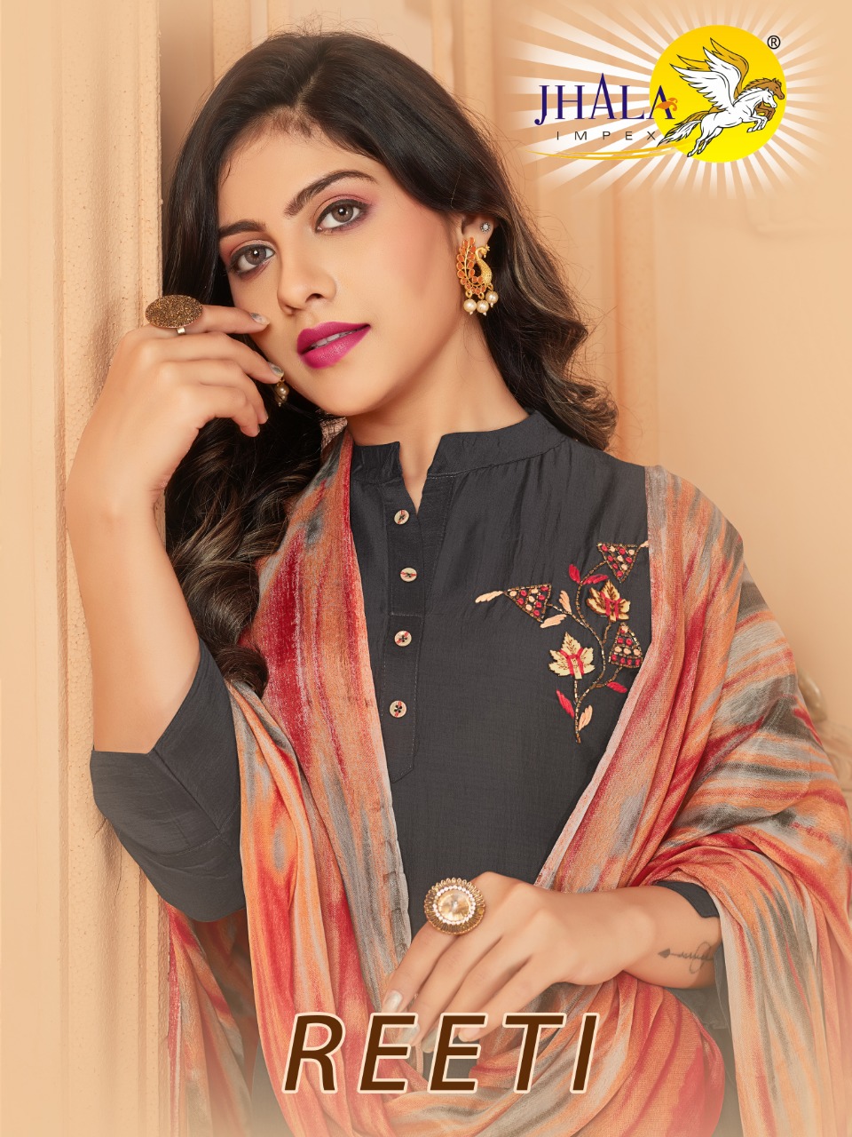 Jhala Impex Launching Reeti Muslin Silk Charming Look Readymade Salwar Suits Seller