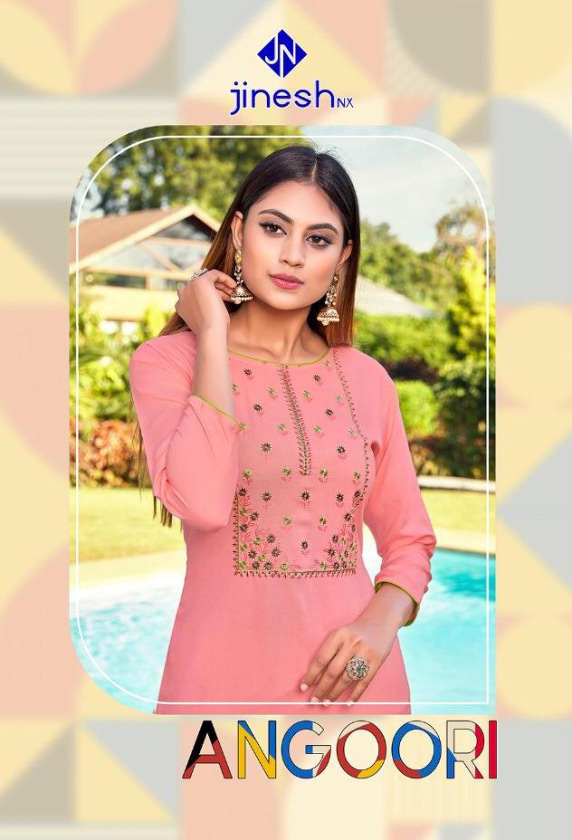Jinesh Nx Launching Angoori Vol 1 Rayon With Work Daily Wear Kurti At Lowest Rate