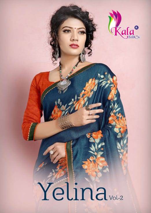 Kala Silk Launch Yelina Vol 2 Kobra Silk Fancy Border Casual Wear Saree At Best Rate