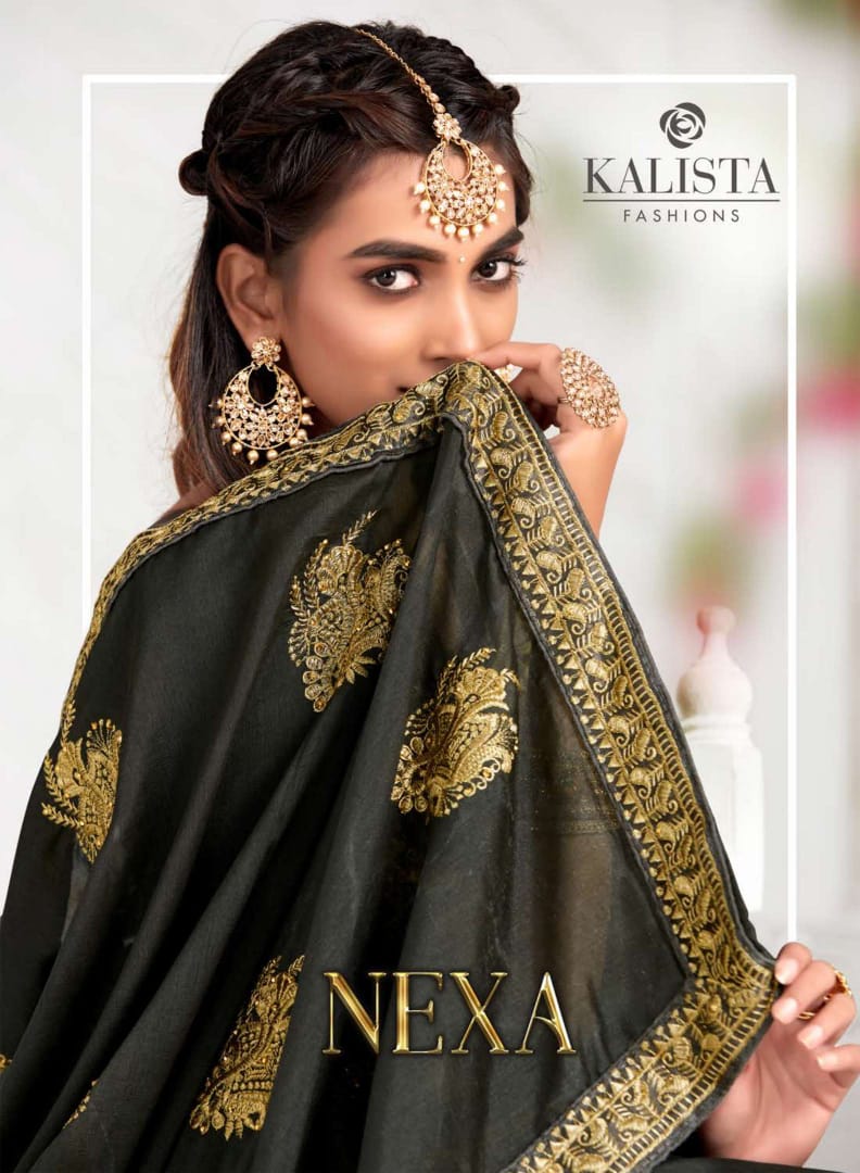 Kalista Fashion Presents Nexa Ethnic Wear Vichitra Glamours Look Saree For Ladies Collections