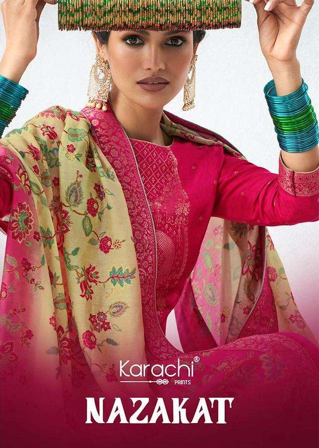Kesar Karachi Prints Nazakat Pure Viscose Dola Jacquard With Digital Print Suits Collections