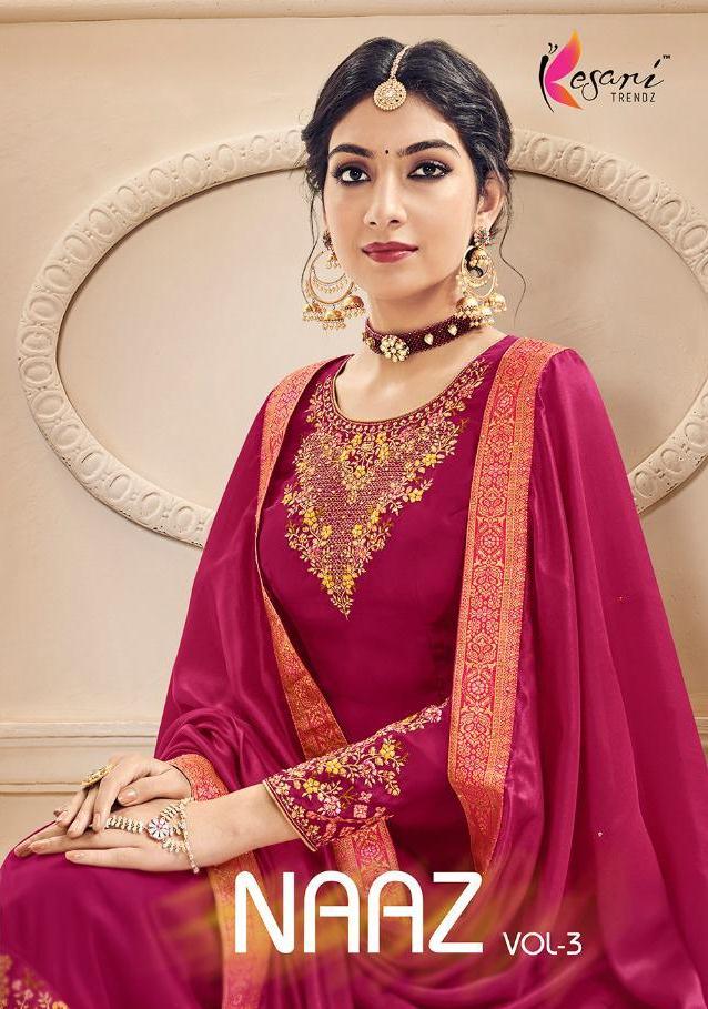 Kesari Trendz Naaz Vol 3 Heavy Georgette Wedding And Festival Wear Designer Suits