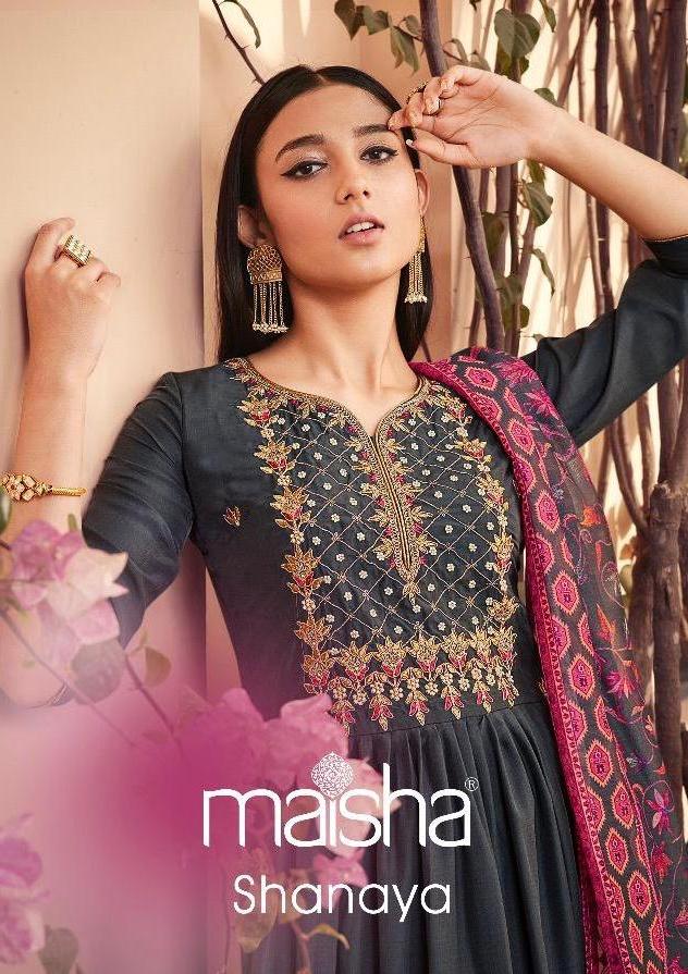 Maisha Launch Shanaya Exclusive Pure Muslin With Work Long Party Wear Kurti With Dupatta