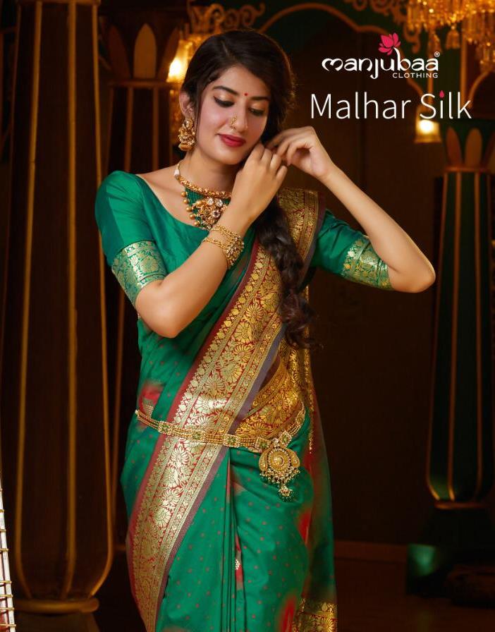 Manjubaa Launch Malhar Silk Traditional Wear Designer Heavy Soft Silk Saree Wholesaler