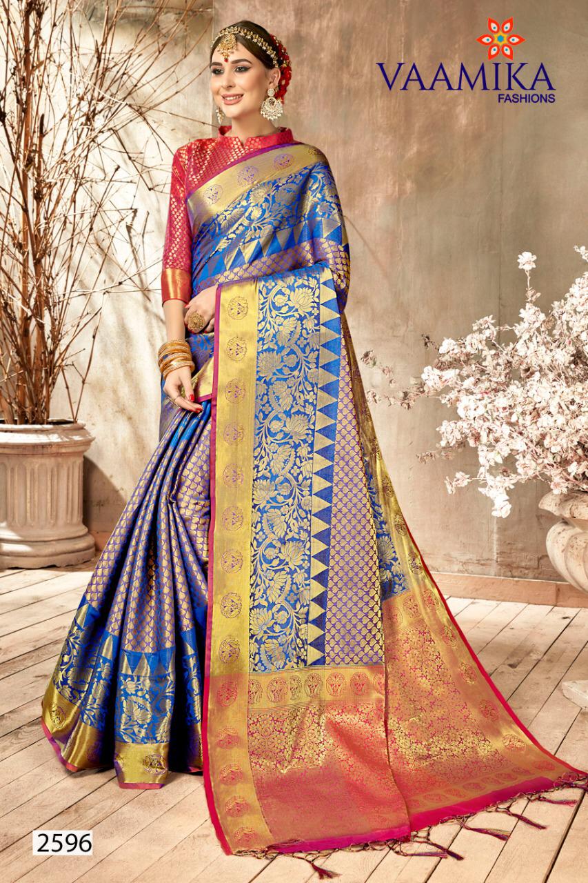 Monshika Silk By Vaamika Fashion Pure Soft Silky Rich Pallu Ethnic Wear Classy Looking Saree Wholesaler
