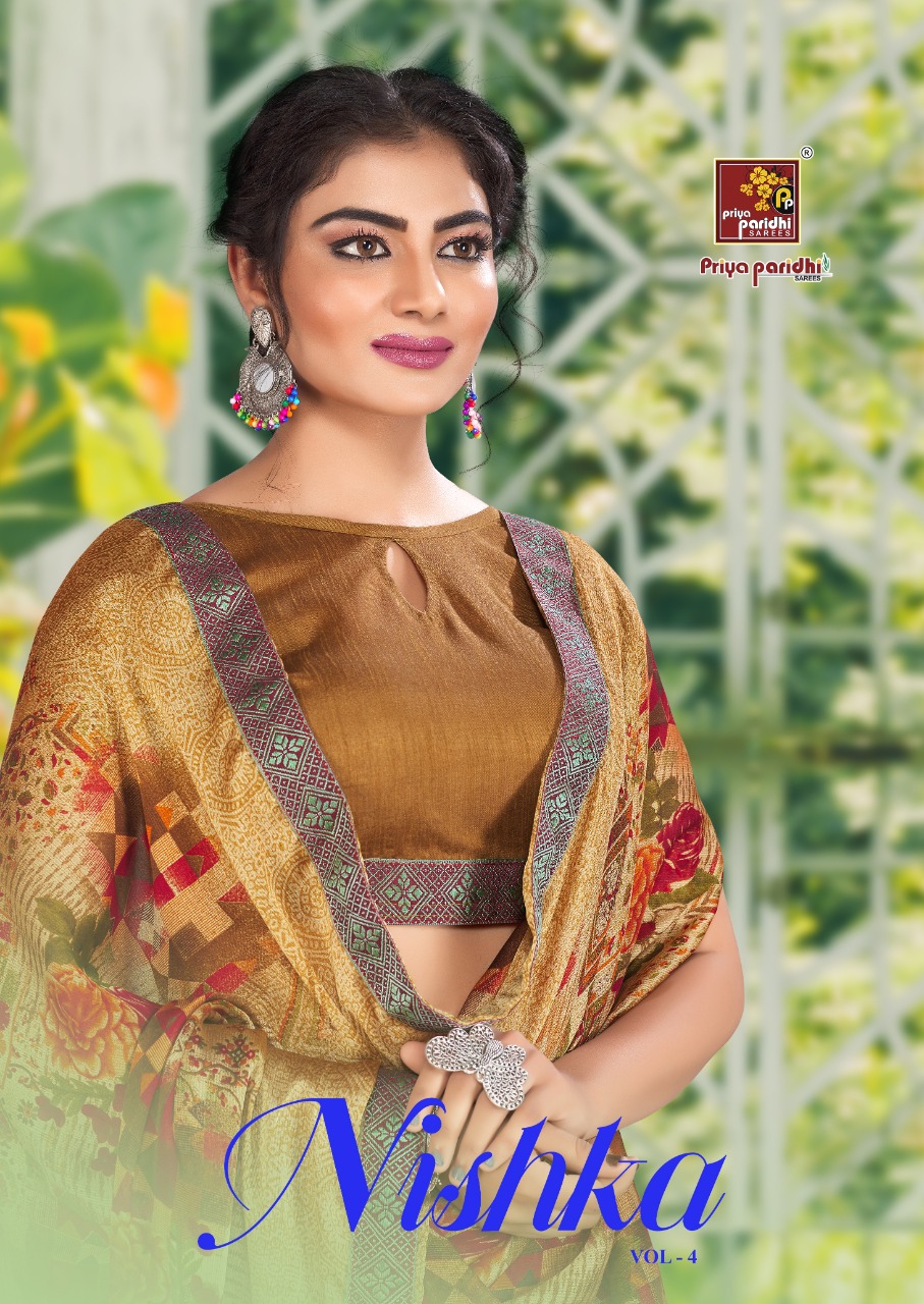 Nishka Vol 4 By Priya Paridhi Simple Sobar New Design Print Moss Saree Trader