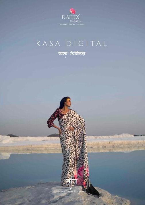 Rajtex Launch Kasa Digital Satin Crape 159001-159009 Series Digital Print Saree Supplier